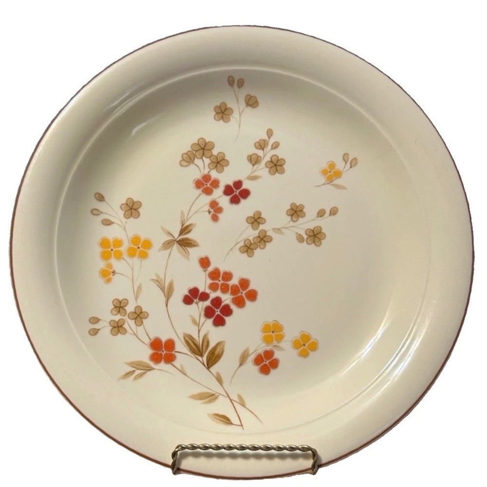 Nikko Stoneware Large Chop Plate Floral Orange Red Yellow Flowers Japan 12"